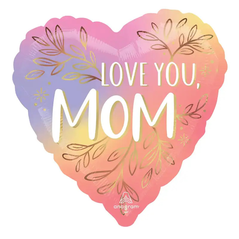 Botanical Traces Love You Mom Jumbo Foil Balloons