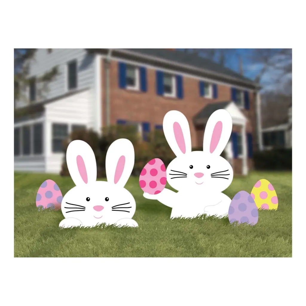 Plastic Bunny Yard Signs