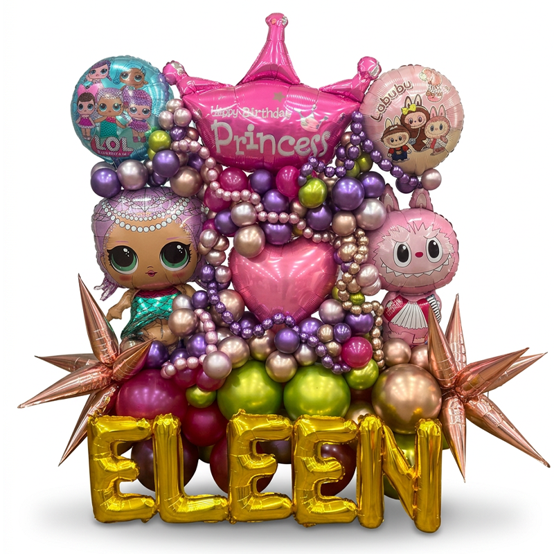 Princess Theme Balloon Decoration with Name Letters
