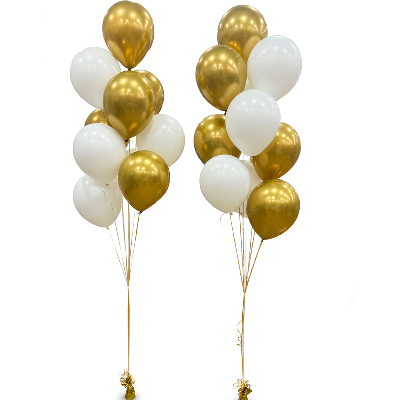 Gold White Balloon Bouquet