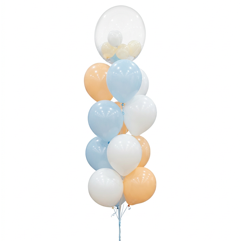 Pastel Balloon Bouquet with Transparent Bubble Balloon