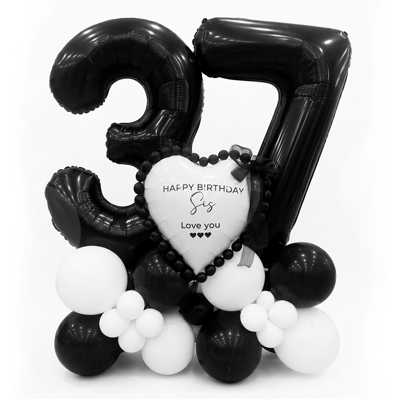 Birthday Age Number Balloon Decoration with Heart Message