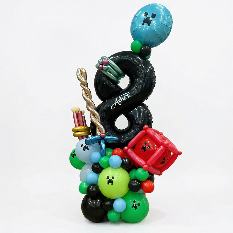 Minecraft Theme Number Balloon Stand Decoration