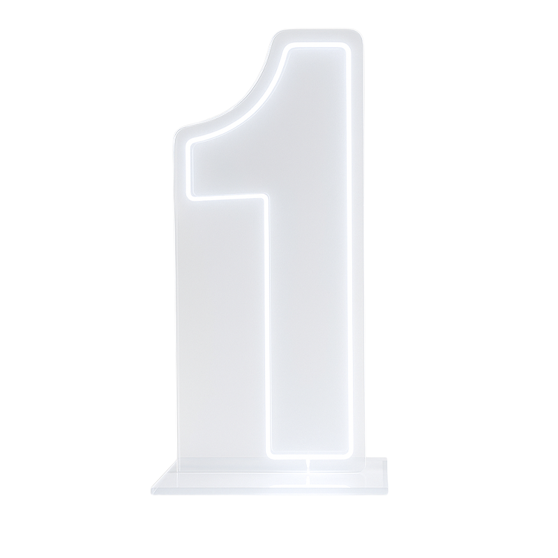 LED Number 1 Light Up Sign – Acrylic Illuminated Digit - 60 x 40 cm