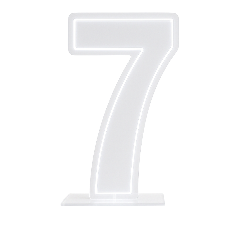 LED Number 7 Light Up Sign – Acrylic Illuminated Digit - 60 x 40 cm