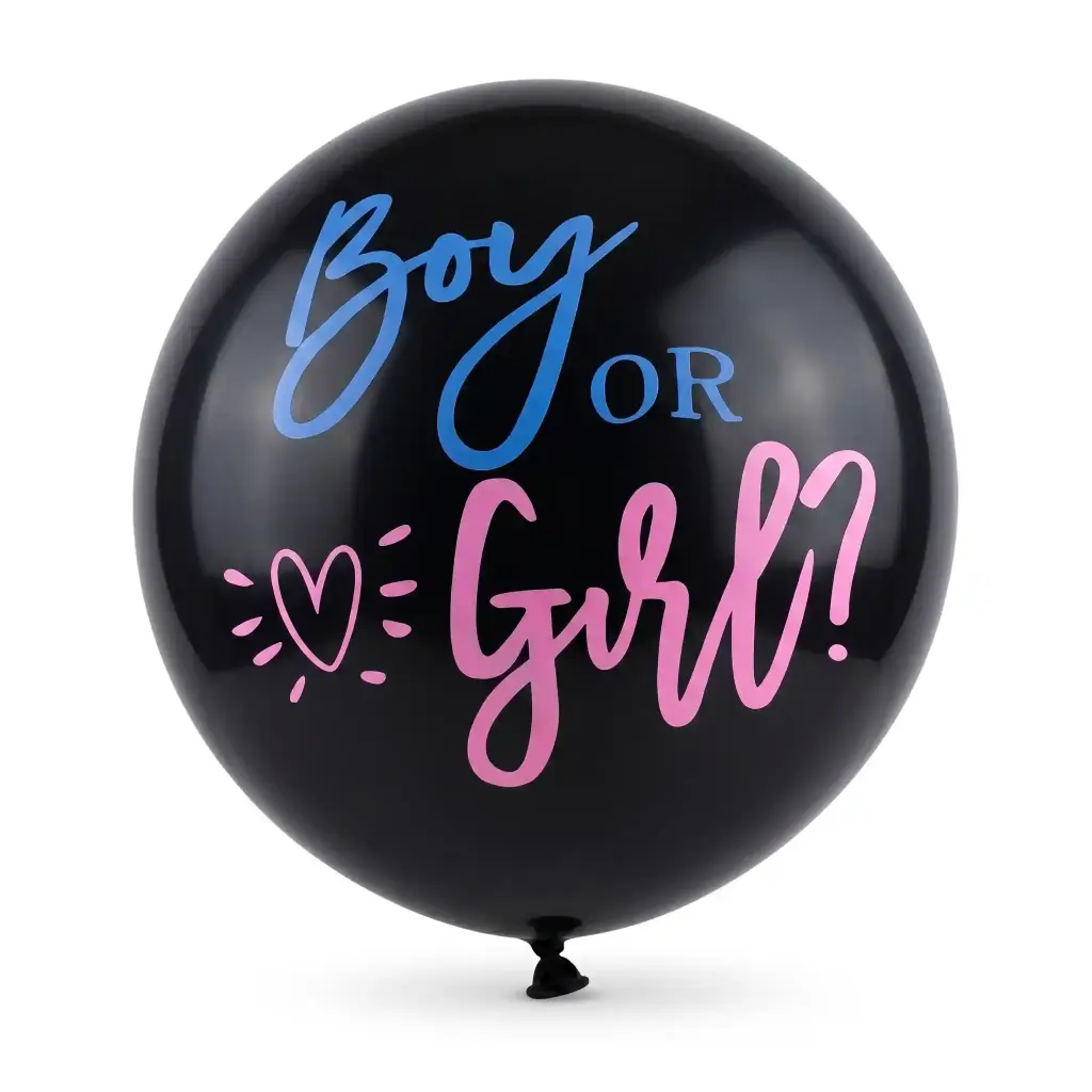 Boy or Girl Gender Reveal Black Balloon 36 in