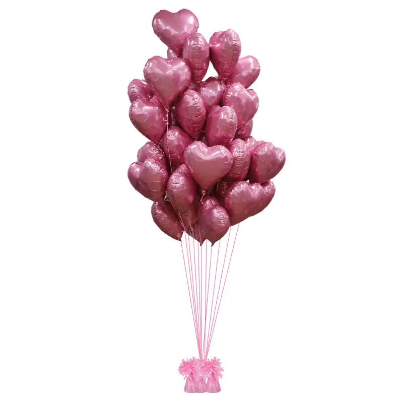Pink Heart Foil Balloon Bouquet Decoration Set