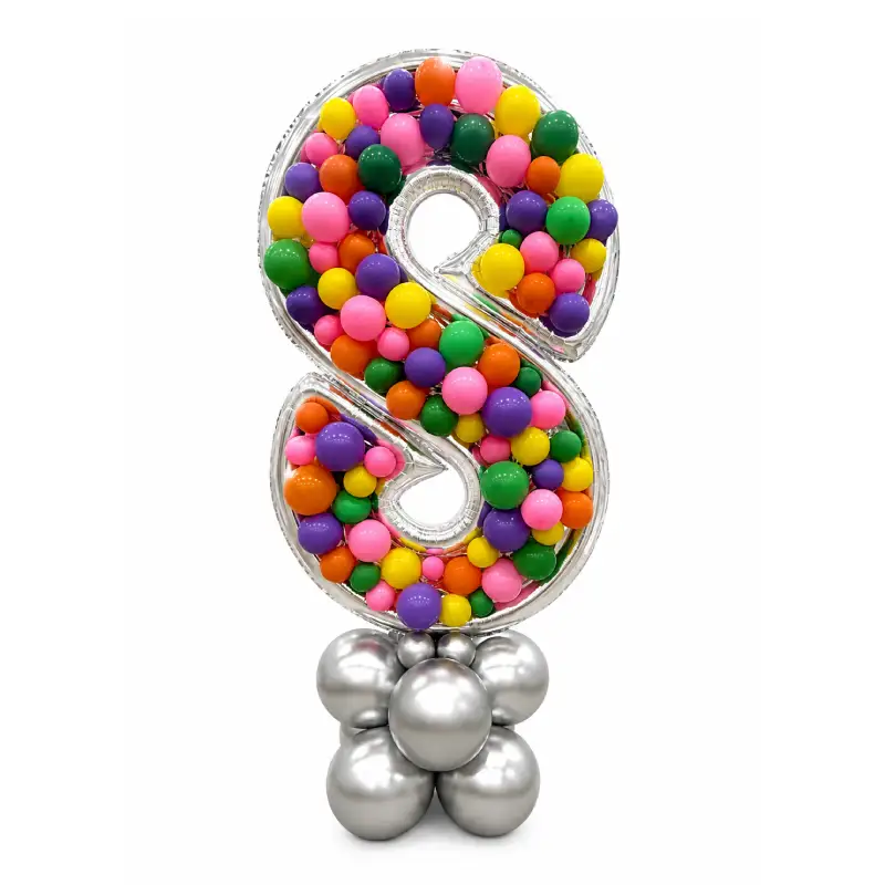 Colorful Number 8 Balloon Centerpiece Decoration