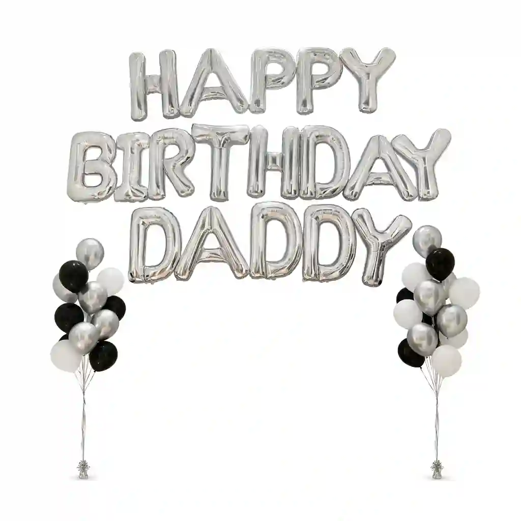 Silver Happy Birthday Daddy Balloon Decoration Set