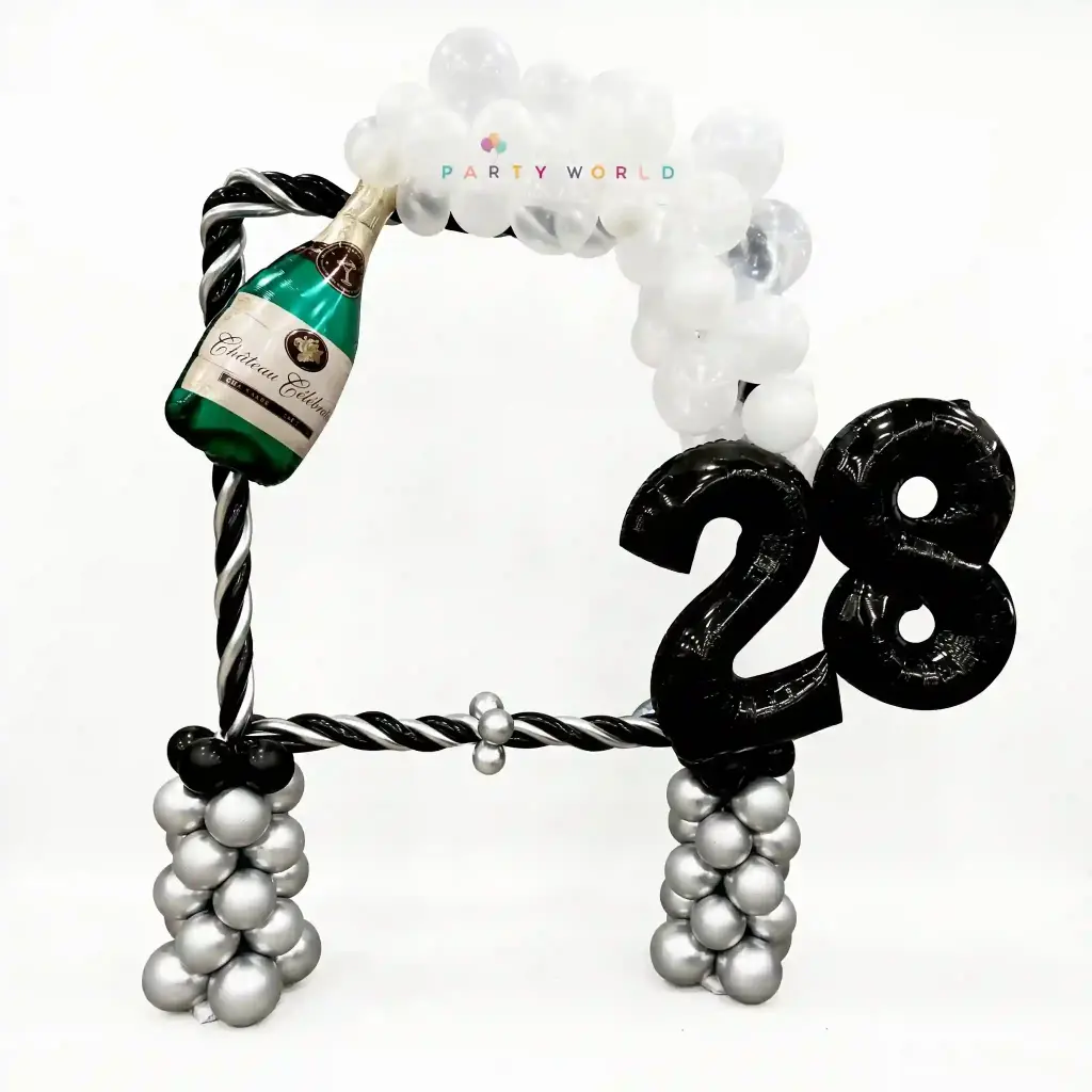 Luxury Black & Silver Birthday Balloon Frame