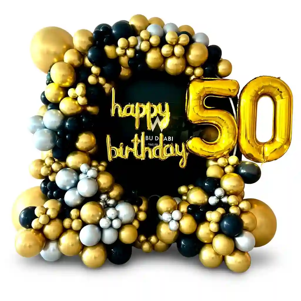 Luxury Black Gold Birthday Balloon Backdrop Decoration