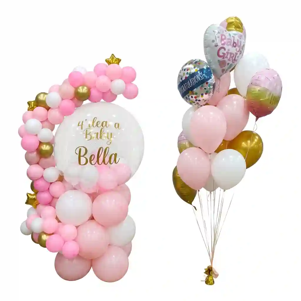 Personalized Baby Girl Balloon Welcome Set