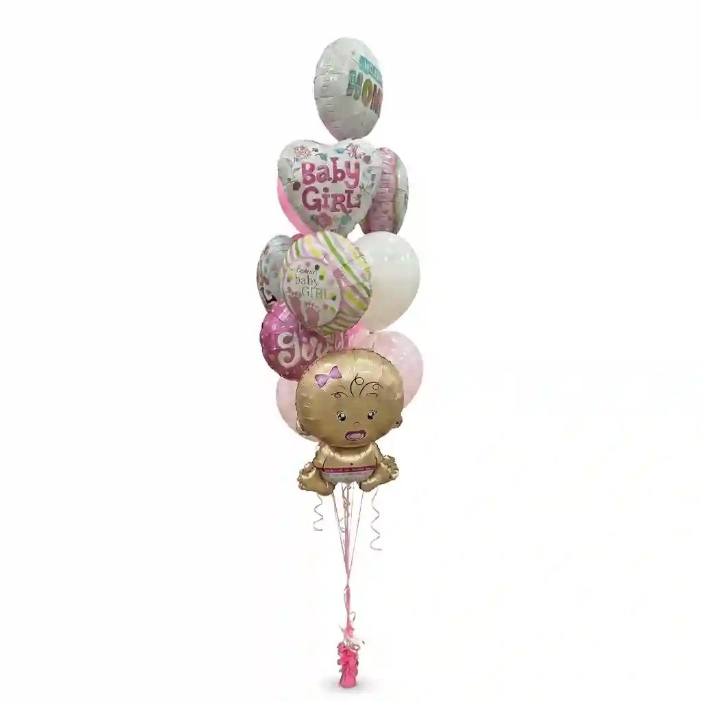 Baby Girl Helium Foil Balloon Bouquet Arrangement