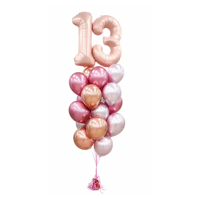 Beige Number Birthday Balloon Bouquet Set