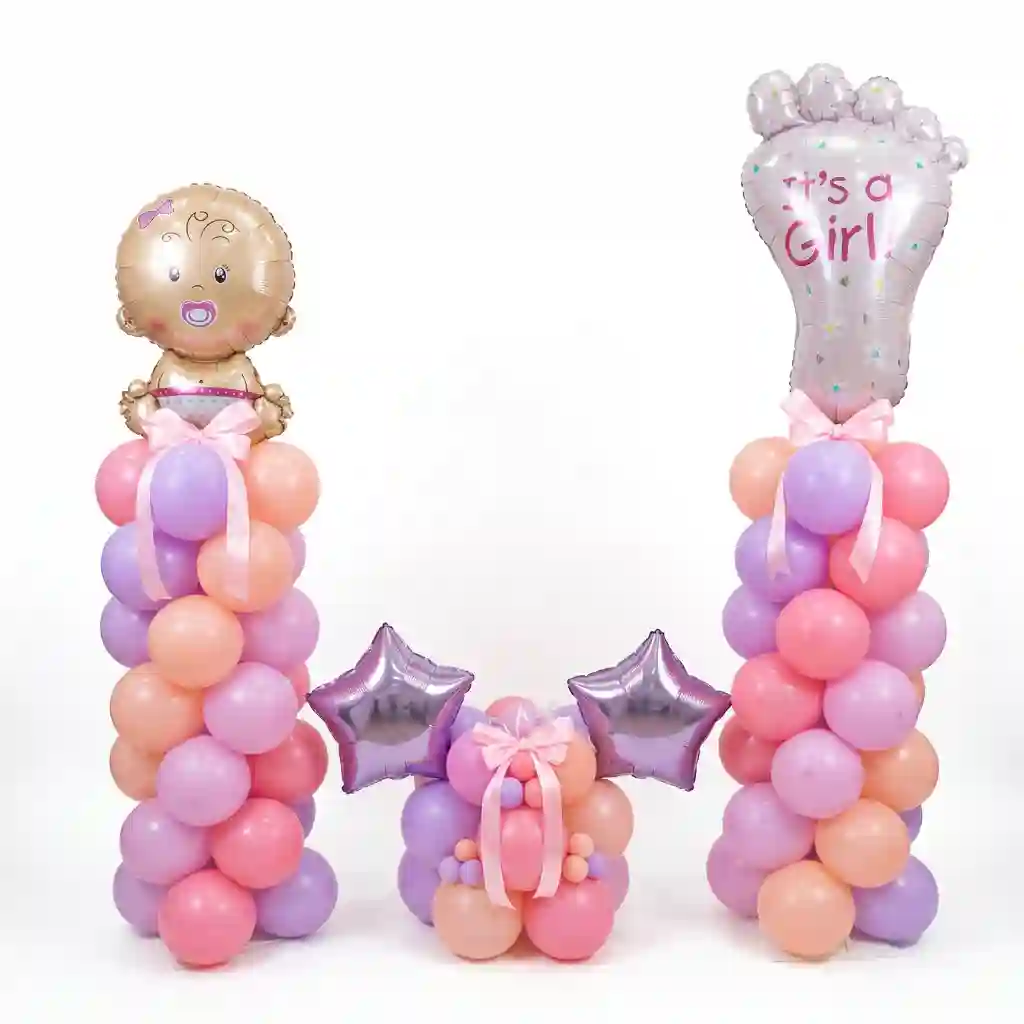 Baby Girl Balloon Welcome Stand Decoration Set 3pcs