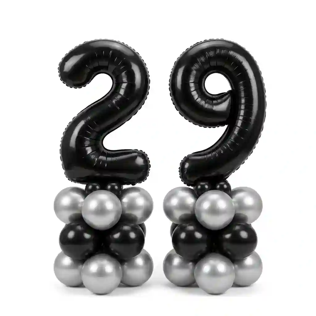 Black Number Balloon Table Centerpiece Set 2pcs