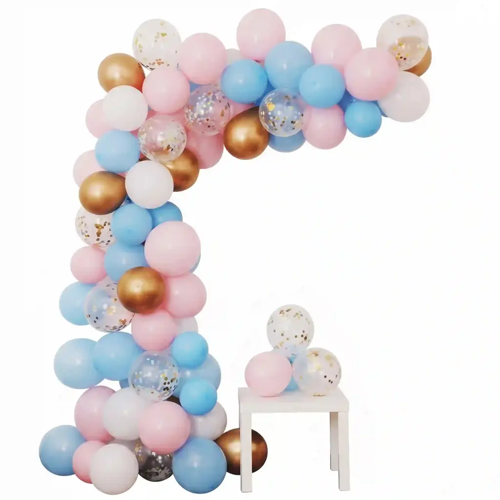 Pastel Pink Blue Balloon Garland Decoration Setup