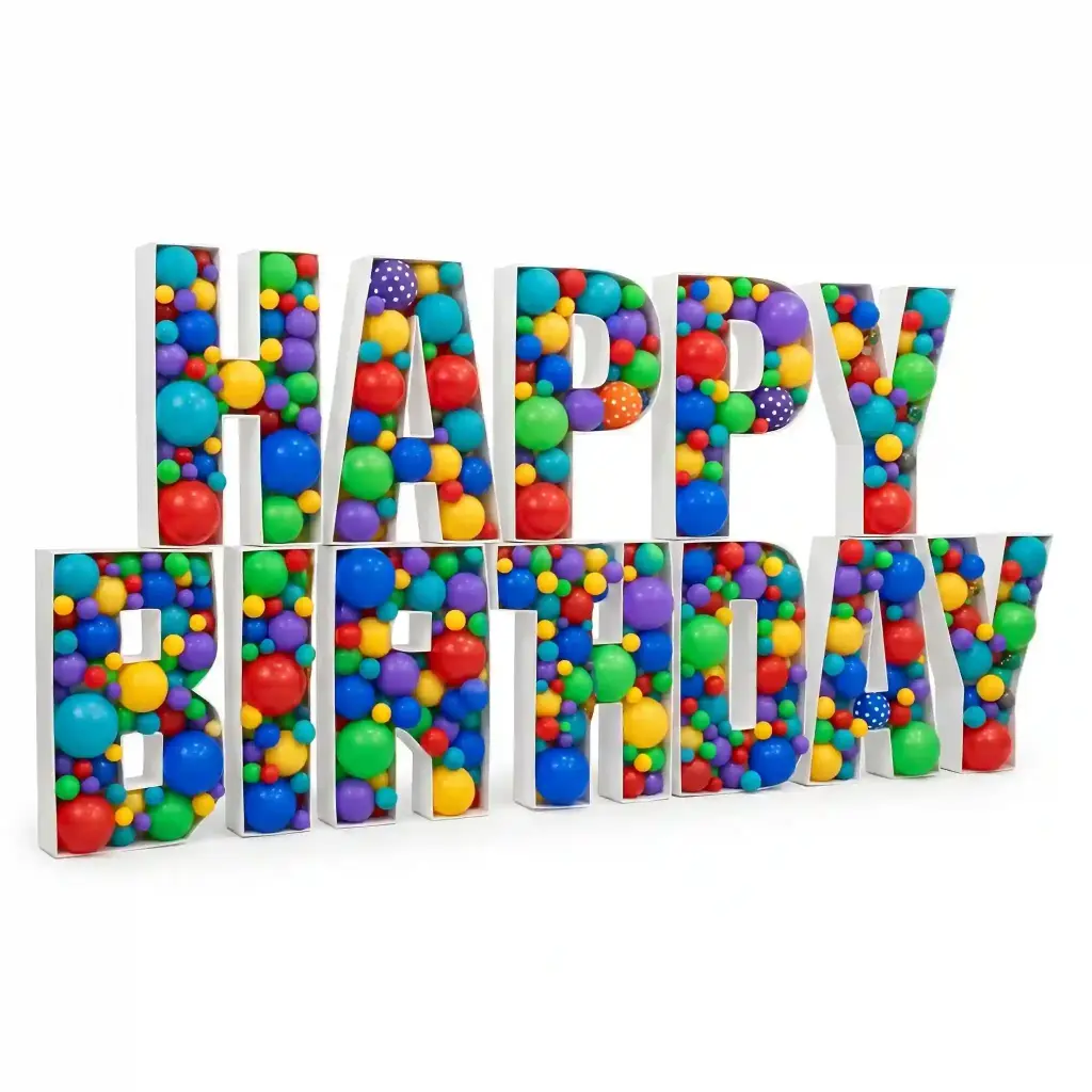 Colorful Hollow Happy Birthday Balloon Letter Decoration