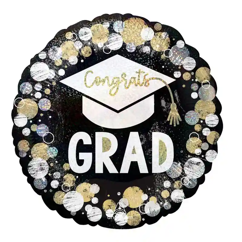 Congrats Grad Cirles And Dots Holographic Balloon 18in