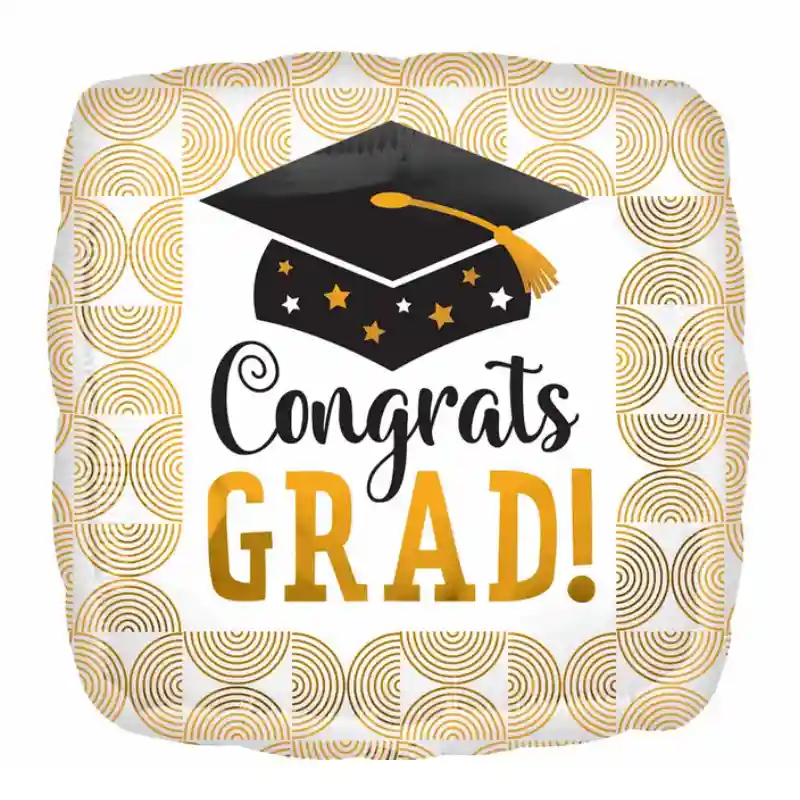 Congrats Grad Ribbed Lines Foil 45cm