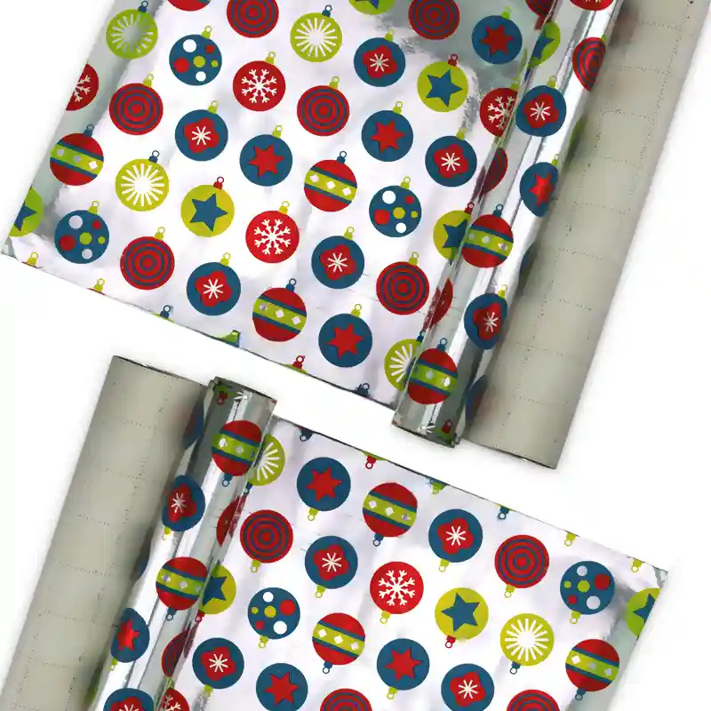 Silver Christmas Ornament Wrapping Paper