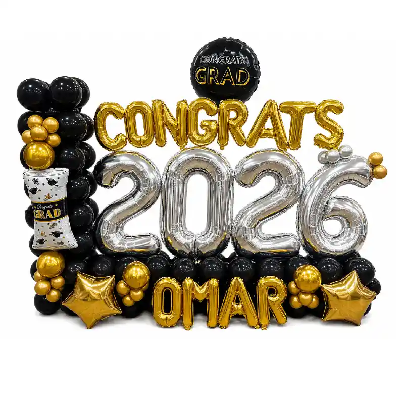 Graduation Balloon Backdrop with Congrats Foil Balloons