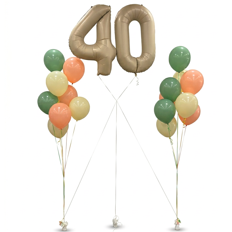 Number Balloon with Pastel Balloon Bouquets