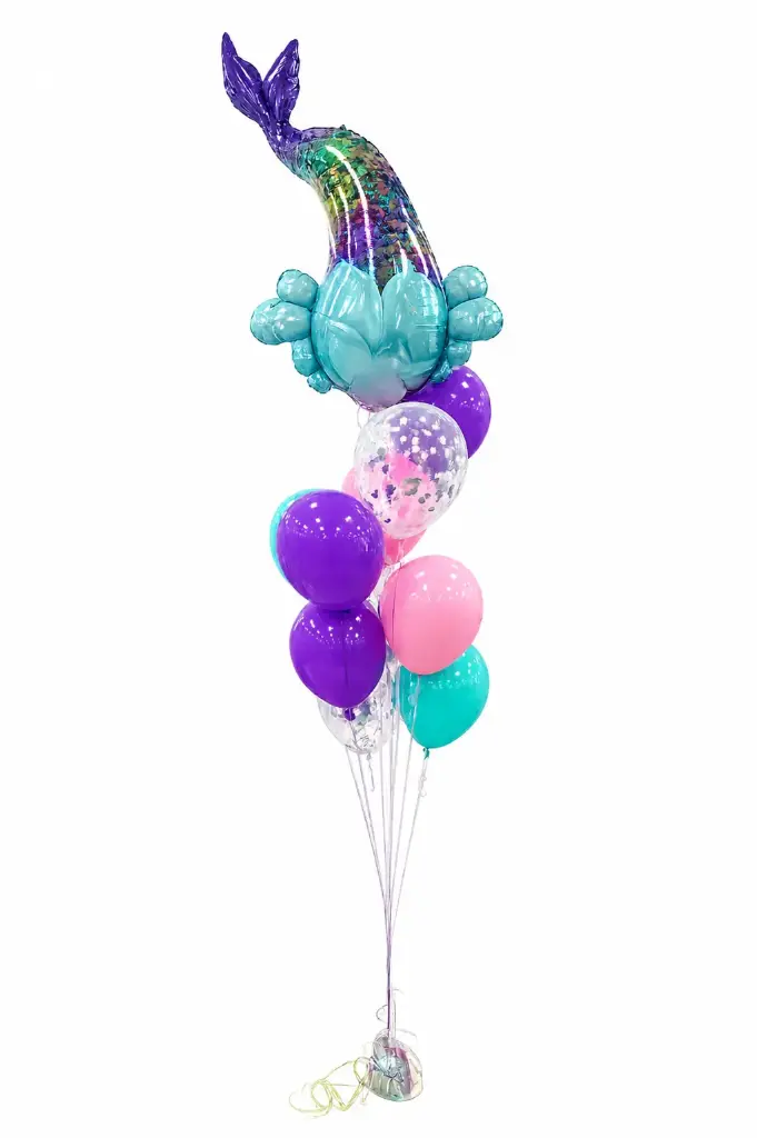 Mermaid Tail Birthday Balloon Bouquet – Under the Sea Theme Helium Balloons