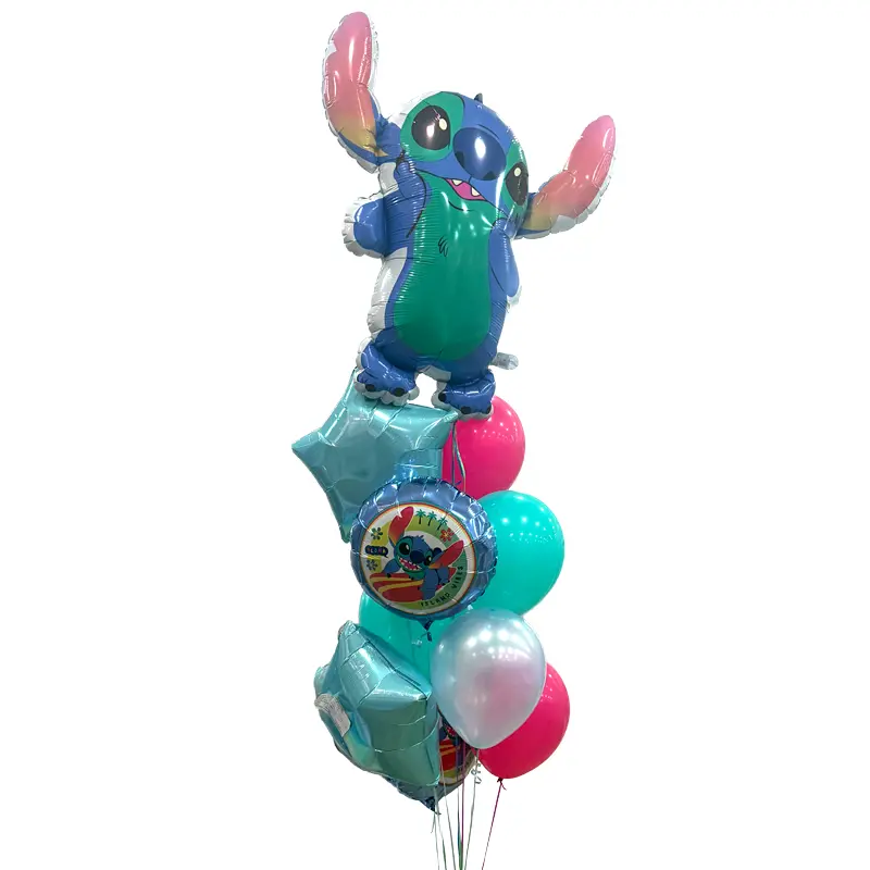 Stitch Theme Birthday Balloon Bouquet with Foil Character Balloons