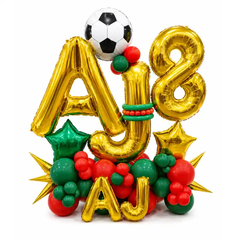 Custom Football Theme Balloon Name Display with Number Balloon