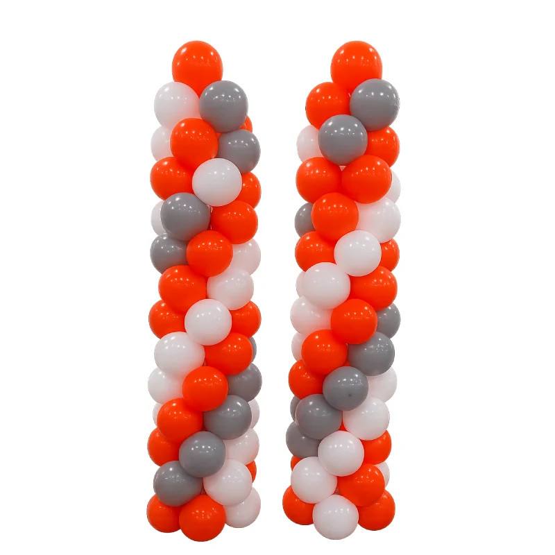 Orange, White & Grey Balloon Pillar Decoration (Pair)