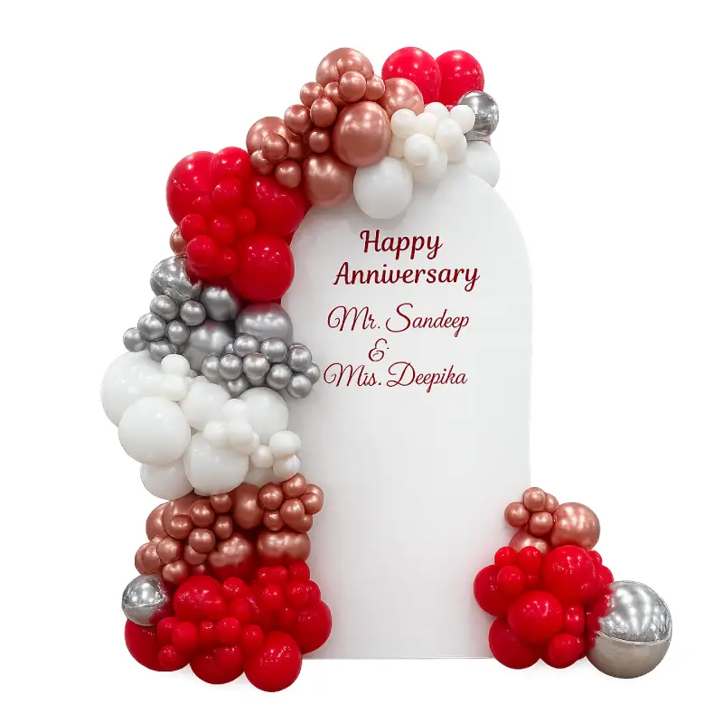 Personalized Anniversary Organic Balloon Backdrop with Arch