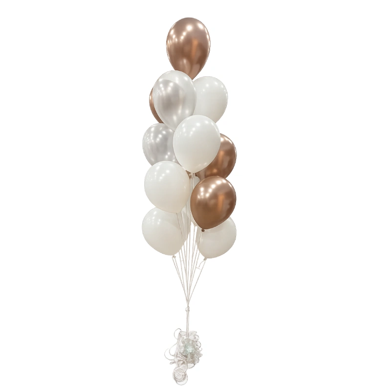 Rose Gold, White & Silver Helium Balloon Bouquet