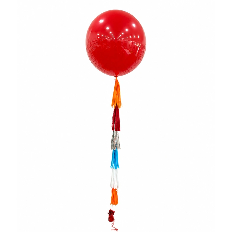 Jumbo Red Balloon with Colourful Tassel 36in