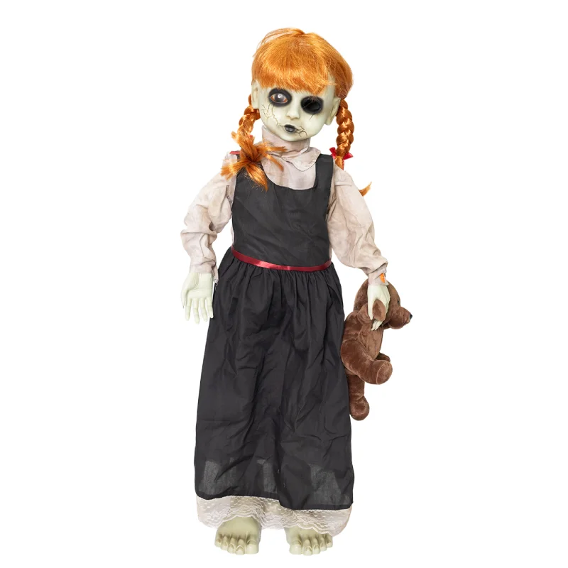 Animated Zombie Girl with Bear 3 Ft