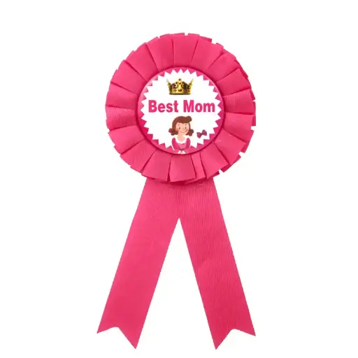 [100000000089/31080] Best Mom Rosette Badge – Pink Award Ribbon Pin Brooch