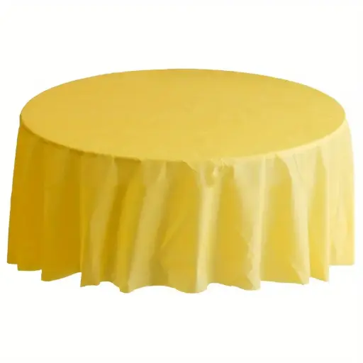 [77018.09] Yellow Round Plastic Table Cover 84in