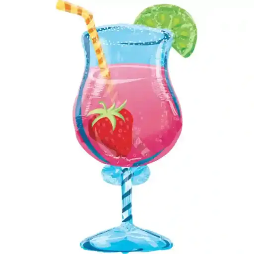 [8799] Flamingo Tropical Drinks Foil Balloon 32x16in