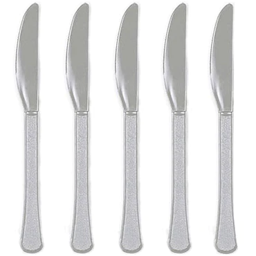 [8004.18] Silver Plastic Knives - 20 pcs 