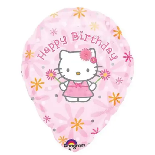 [12532] Hello Kitty Birthday Floral Personalized Foil Balloon, 18in
