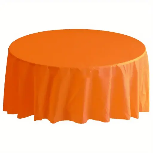 [77018.05] Orenge Round Plastic Table Cover 84in