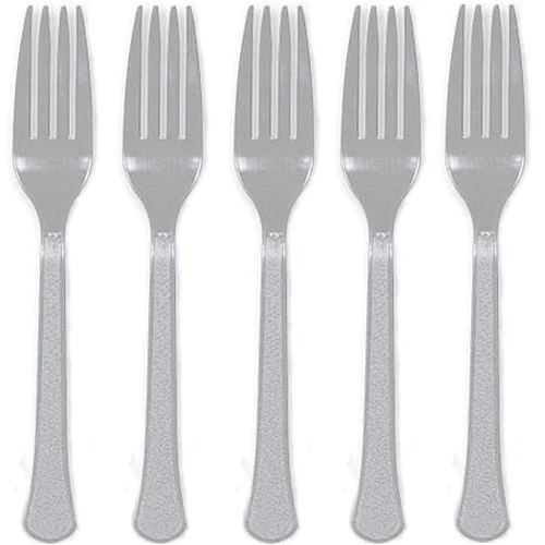 [8000.18] Silver Plastic Fork - 20 pcs