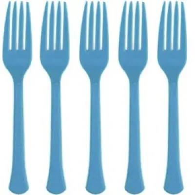 [8000.11/ 8000.108] Powder Blue Plastic Forks 20 Pcs