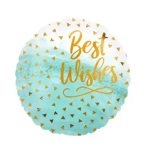 [4117201] Best Wishes Gold Confetti Foil Balloon - 18 in