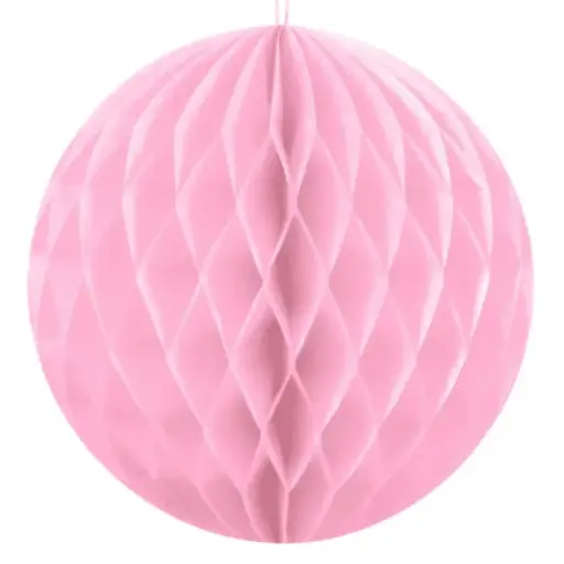 [12542] Pink Honeycomb Ball Paper Decorative Lantern 9.5 in