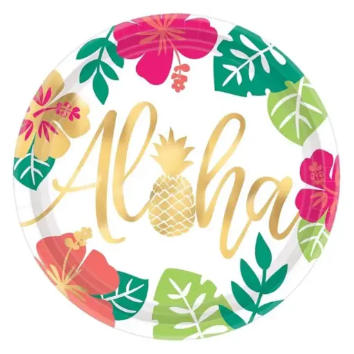 [591953] Aloha Paper Plates 25cm - 8 Pcs