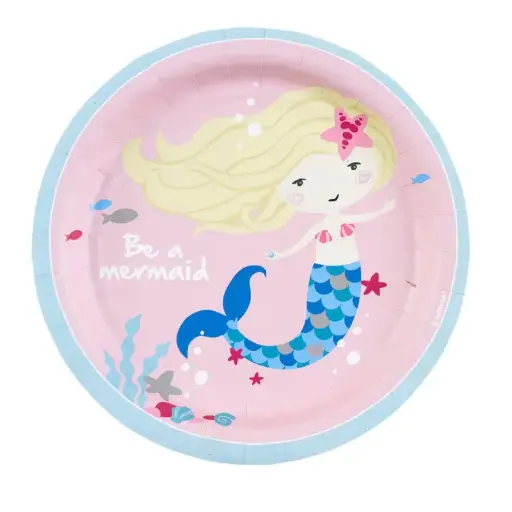 [9903031] Be A Mermaid Paper Plates 7in 8 pcs