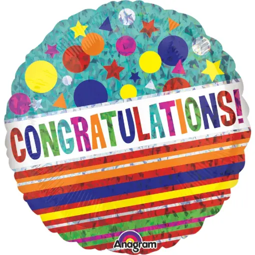 [32633] Congratulations Sparkle Holographic Foil Balloon 18in