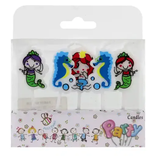 [23255] Mermaid Birthday Candles – Sea Creatures Set, 5 Pcs 