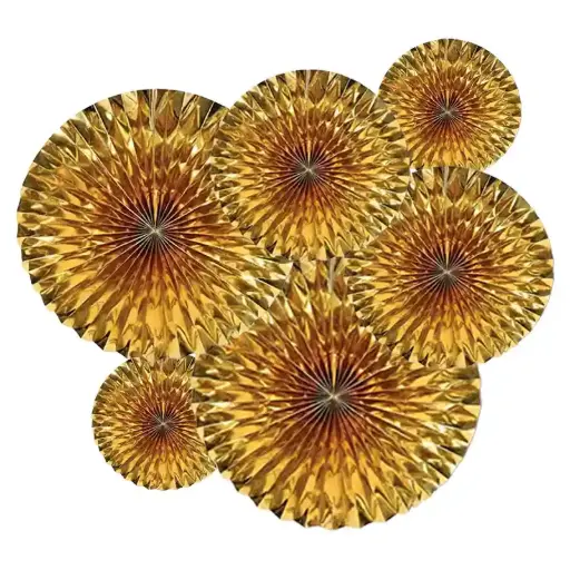 [100000011446] Paper Fans Hanging Decoration – Glitter Gold 6 pcs